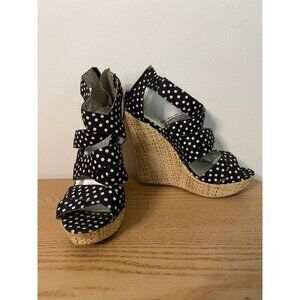 Womens Qupid Polka Dot Wedges 4.5” Heels size 5.5-6